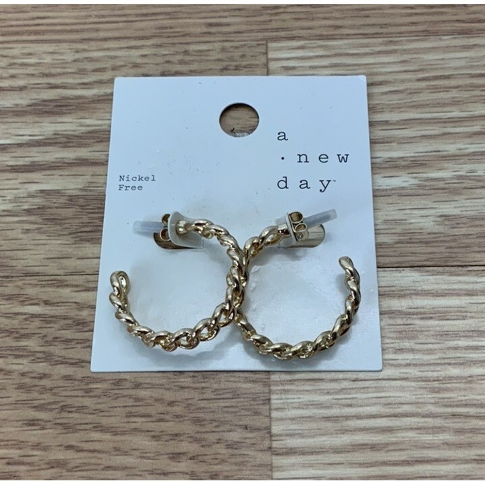 A New Day Gold Chain‎ Hoop Nickel Free Earrings